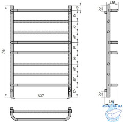 Полотенцесушитель электрический Grois Louis GR-115 50х80 П8 (белый матовый)