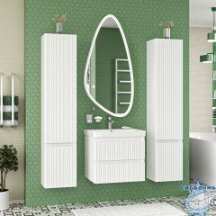 Тумба подвесная Brevita Victory 60 белый матовый с раковиной Dreja Luxury 60