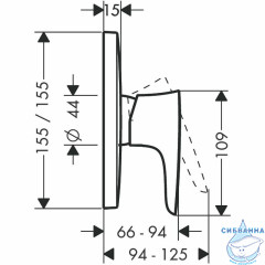 Смеситель для душа встраиваемый Hansgrohe PuraVida 15665000 (хром)