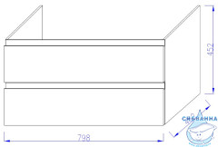 Тумба подвесная 80 см Jacob Delafon Madeleine EB2053-J51 (2 ящика ) с раковиной Jacob Delafon Vox 80 белый матовый