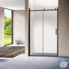 Дверь в нишу Vincea Como 130 профиль черный, стекло прозрачное VPS-1C130CLB