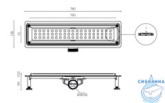Дренажный трап для душа Ctesi Flow Square 70 см с решеткой BK4024640