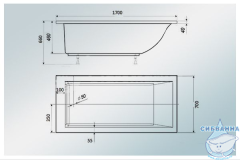Ванна из литьевого мрамора New Line Sanitary Надежда на ножках 168х69