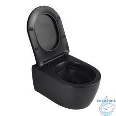 Унитаз подвесной безободковый Abber Bequem AC1104MB с сиденьем Soft Close (микролифт) (черный матовый)