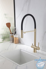 Смеситель для кухни Abber Wasser Kreis AF81141G (золото матовое/черный)