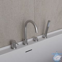 Смеситель для ванны НА БОРТ Oliveeka Y-Line OL-669017-BN (никель)