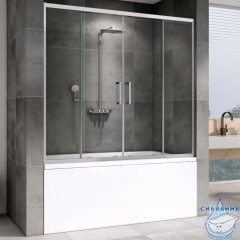 Шторка для ванны ABBER Schwarzer Diamant 150х140 AG57150 профиль хром, стекло прозрачное