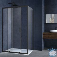 Душевое ограждение Vincea Alpha 110x90 профиль черный, стекло прозрачное VSR-3AL9011CLB