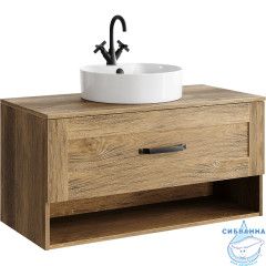 Тумба Aqwella Craft 100 дуб балтийский с раковиной Sanita luxe Best Shelf 43