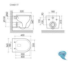 Унитаз подвесной безободковый Ceramicanova Noe CN4011T с сиденьем быстросъемным Soft Close (микролифт)