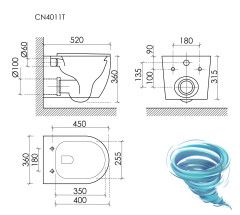 Унитаз подвесной безободковый Ceramicanova Noe CN4011T с сиденьем быстросъемным Soft Close (микролифт)
