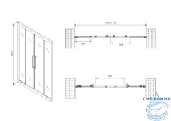 Дверь в нишу Abber Schwarzer Diamant 140x195 профиль черный, стекло прозрачное AG33140BH