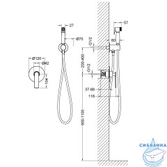 Встраиваемый смеситель с гигиеническим душем Timo Anni 2789/03SM (черный матовый)