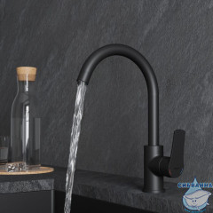 Смеситель для кухни, черный матовый, Meal, Milardo, M01BLJ0M05