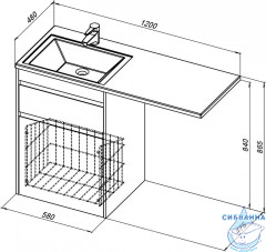 Тумба Aquanet Токио 58 239290 R белый глянец с раковиной Даллас 120