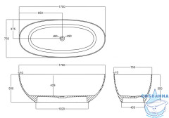 Ванна из полиэфирной смолы ABBER Kristall 170х75 AT9703Onyx черная