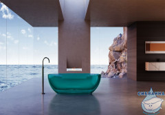 Ванна из полиэфирной смолы ABBER Kristall 170х75 AT9703Aquamarin бирюзовая