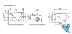 Унитаз подвесной безободковый, смыв торнадо Ceramicanova Metropol Rimless CN4002TMB с сиденьем быстросъемным Soft Close (микролифт)
