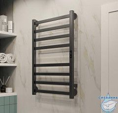 Полотенцесушитель электрический Indigo Oktava Slim (с таймером) 50х80 оружейная сталь (с возможностью скрытого подключения, подключение R/L)