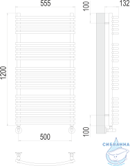Полотенцесушитель водяной Terminus Марио П24 50х120 (нижнее подключение)
