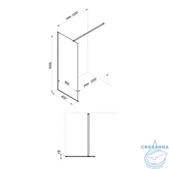 Walk-in Тритон Плано 80 профиль черный, стекло прозрачное Щ0000072405