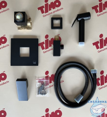 Встраиваемый смеситель с гигиеническим душем Timo Selene 2089/03SM (черный матовый)