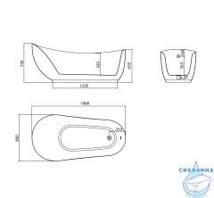 Акриловая ванна Grossman Style GR-2303M 180x89 с каркасом (белый матовый)