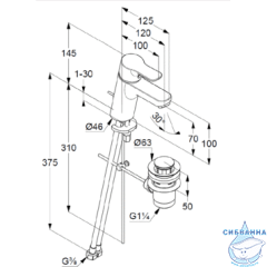 Смеситель для раковины Kludi PURE&EASY 373820565 (с донным клапаном)