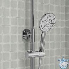 Душевая система с тропическим душем и изливом с термостатом, хром глянцевый, Kero, IDDIS, KERSBSTi06