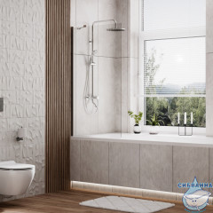 Шторка для ванны Wasserkraft  Berkel 48P01-80 Fixed 80x140 профиль хром, стекло прозрачное