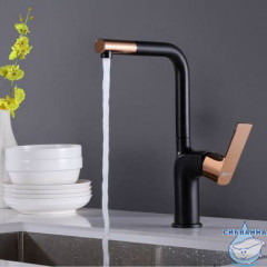 Смеситель для кухни Lemark Ursus LM7205BLR (черный/золото)