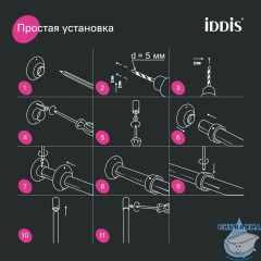 Угловой карниз для ванной комнаты, 90-180 см, глянц. хром, Elegante, IDDIS, 050A200I14