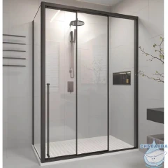 Душевое ограждение Veconi Прато 150x80 профиль черный, стекло прозрачное PR3/R-SP-15080-01-B-C4 (без поддона)