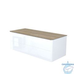 Тумба подвесная, с бежевой столешницей, 120 см, глянцевый белый, Эйгер (Aiger), IDDIS, AIG12B1i95K