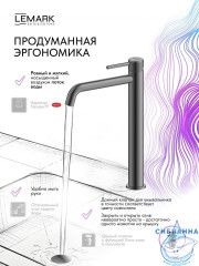 Смеситель для раковины Lemark Белуга LMF-8015B-GM (графит)