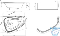Акриловая ванна Ravak LoveStory II R 196x139 с ножками