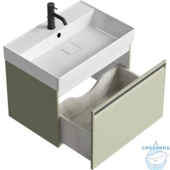 Тумба подвесная Aqwella Pure 65 шалфей зеленый, с раковиной Aqwella Вилис 65