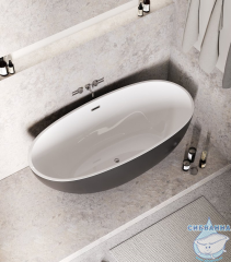 Акриловая ванна Grossman Fly GR-1104MB 170X75 с каркасом (белый/черный матовый)