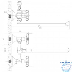 Смеситель для ванны Rossinka RS42-80 с душевым гарнитуром (хром)