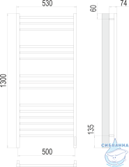 Полотенцесушитель электрический Terminus Сицилия П15 50х130 (с возможностью скрытого подключения, подключение справа) (хром)