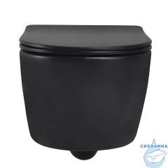 Унитаз подвесной безободковый Abber Bequem AC1104MB с сиденьем Soft Close (микролифт) (черный матовый)