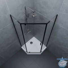 Душевое ограждение Тритон Дека 90x90 профиль черный, стекло прозрачное Щ0000059782 (с поддоном)