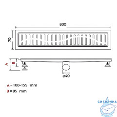 Дренажный трап для душа Gappo G88007-4 800 под плитку (сатин)