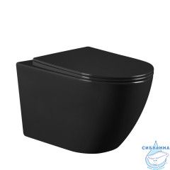 Унитаз подвесной безободковый Abber Bequem AC1103MB с сиденьем Soft Close (микролифт) (черный матовый)