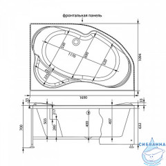 Акриловая ванна Aquanet Capri 170x110 R с каркасом