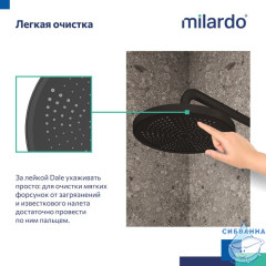 Душевая насадка верхняя круглая, черная, Dale, Milardo, DAL25B0M64