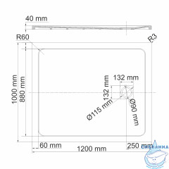 Поддон из литьевого мрамора WasserKRAFT Neime 120x100 19T10