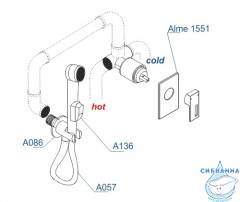 Встраиваемый смеситель с гигиеническим душем Wasserkraft A15157 (хром)