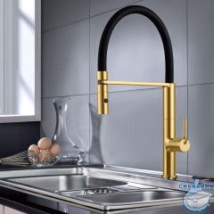 Смеситель для кухни Vincea VKF-114BG (золото матовое/черный)