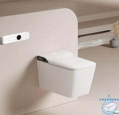 Унитаз подвесной безободковый Abber Rechteck AC1215S с сиденьем Soft Close (микролифт) (белый матовый)